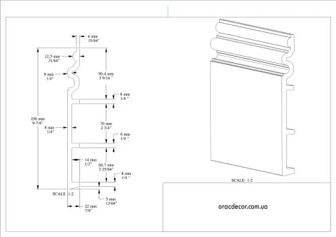 підлоговий плінтус гладкий Orac Decor SX193