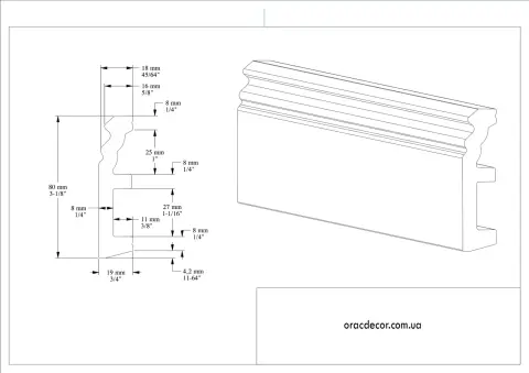підлоговий плінтус гладкий Orac Decor SX195
