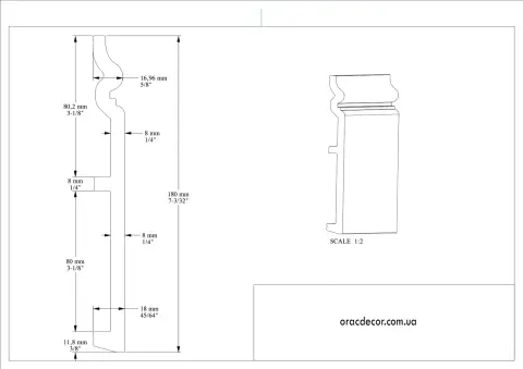 підлоговий плінтус гладкий Orac Decor SX206